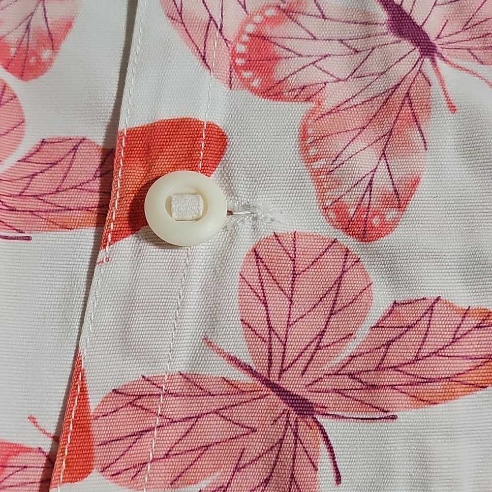 Liz Claiborne 100% Cotton Denim Pink White Butterfly Jacket Spring Size S - Picture 5 of 8